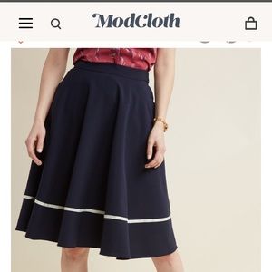 ModCloth high waisted circle skirt with tags Navy Blue